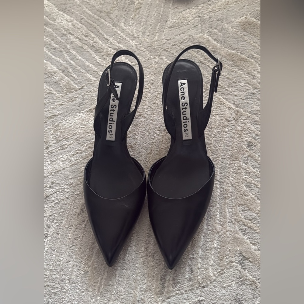 Acne Black Slingback Heels with Pointed Toe